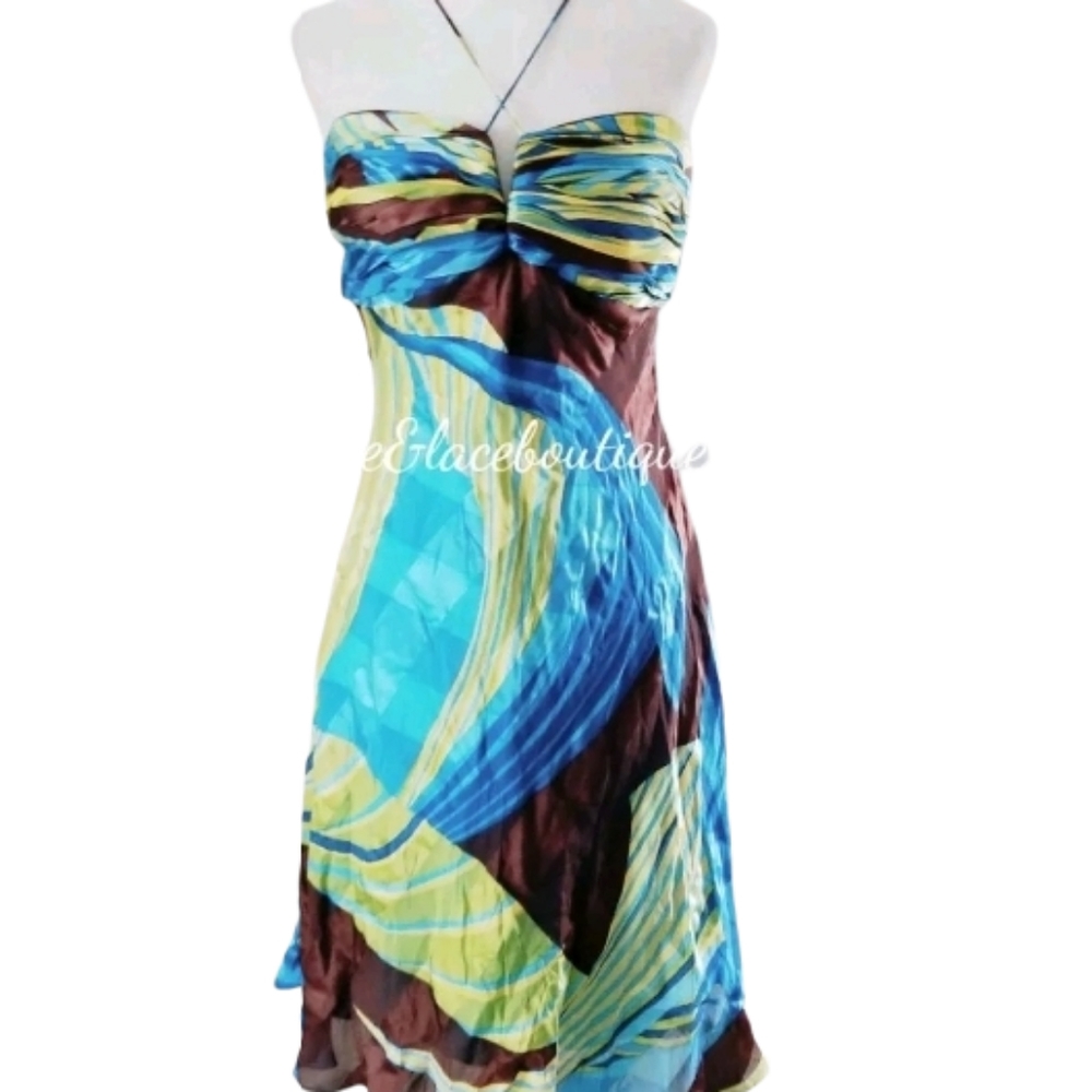NWT CACHE WATERCOLOR SILK DRESS SZ L 12